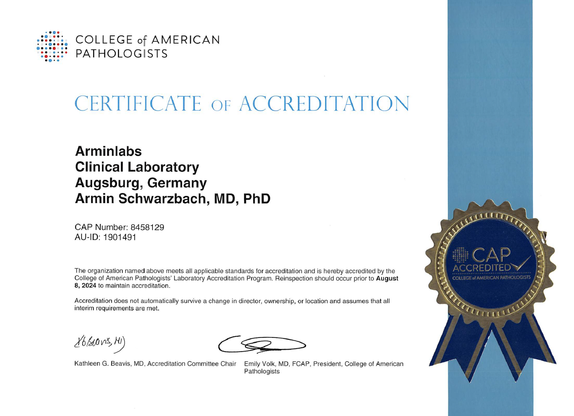 CAP Akkreditierung Zertifikat Armin Labs