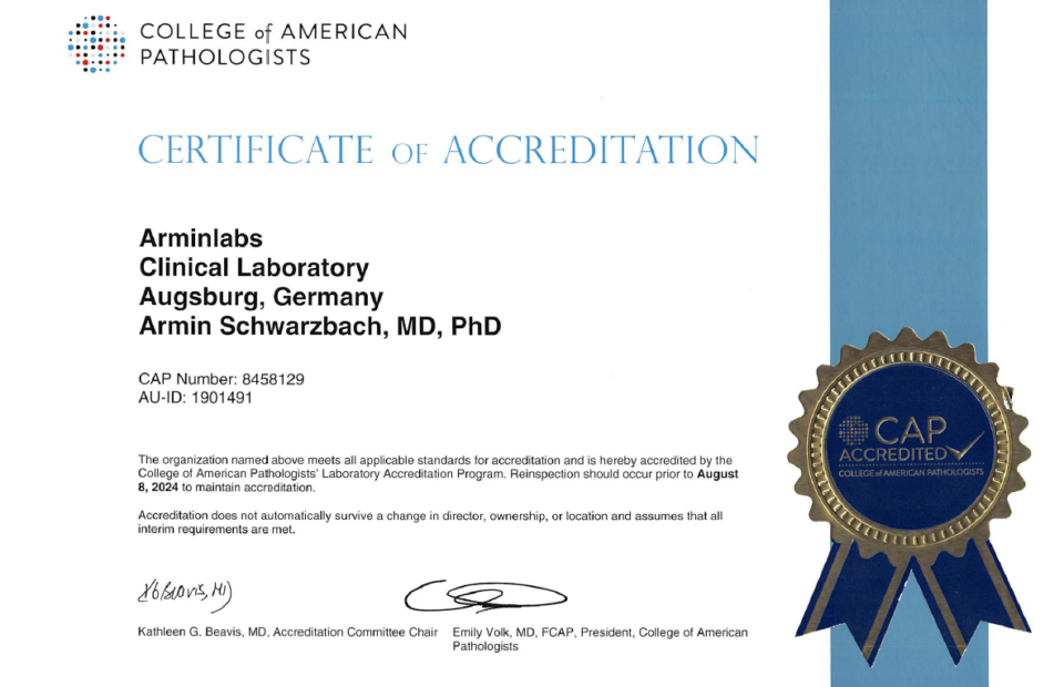 CAP Akkreditierung Zertifikat Armin Labs